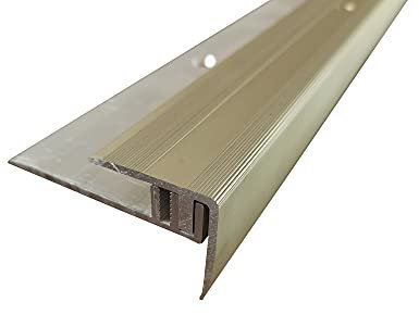 ufitec® Profi Smart Profilsystem für Vinylböden - geeignet für Belagshöhen von 5-9 mm - ALU eloxiert (Treppenkantenprofil | Länge: 100 cm, Gold Hell)