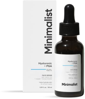 Minimalist Siero con acido ialuronico al 2% + PGA per idratazione intensa, pelle radiosa e linee sottili, pelle normale e grassa, trasparente, 30 ml (confezione da 1)