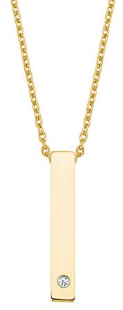 s.Oliver Kette mit Anhänger Edelstahl Damen Halsschmuck, mit Kristall, 42+3 cm, Gold, Kommt in Schmuck Geschenk Box, 2028472