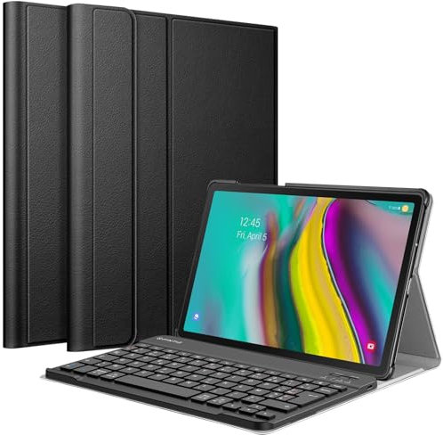 FINTIE Tastaturhülle für Samsung Galaxy Tab S5e T720 / T725 (10,5 Zoll), [AZERTY French] Abnehmbare Kabellose Bluetooth-Tastaturabdeckung, Schwarz
