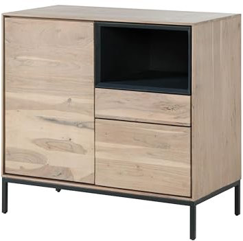 MASSIVMOEBEL24.DE Kommode Akazie 90x45x85 grau-weiß lackiert Chicago #08