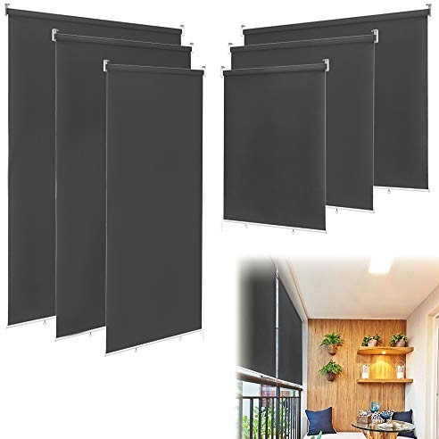 LZQ Toldo vertical para balcón, protección solar, resistente a los rayos UV, toldo vertical, cortavientos y protección visual, toldo vertical para balcón y terraza, 180 x 140 cm, color antracita