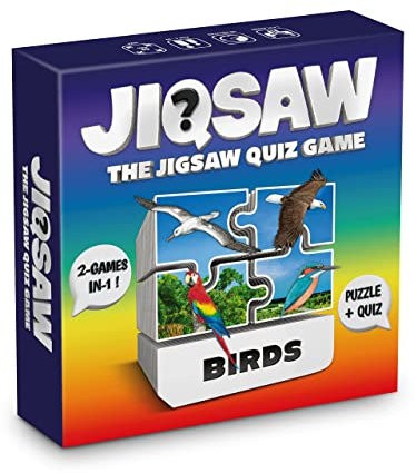 100 PICS Birds Jigsaw Quiz | Family Puzzle + Fun Quiz | 1-8 Players | Large Table Game | 45 Minutes Playing Time