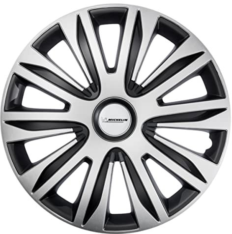 MICHELIN Radkappe MX-ABS 13 Zoll Universal Radzierblende 4er Set Fürs Auto ABS Kunststoff | Schwarz/Silber