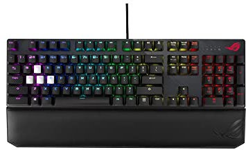 ASUS ROG Strix Scope NX Deluxe 100% Wired Gaming Mechanical Keyboard (ROG NX Red Linear Switches, ABS Keycaps, Wider Ctrl Key, Stealth Key, Wrist Rest, Programmable Macros, Aura Sync RGB) Black