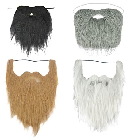 NITAIUN 4 Stück Gefälschte Bärte Schnurrbärte Halloween Lustiger Zubehör Falscher Kostüm Whisker für Weihnachtsfeier Erwachsene Kinder