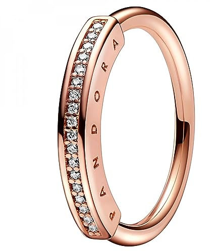 PANDORA Anello da donna I-D Pavé oro rosa 182283C01, Metallo, zirconia cubica
