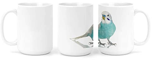 Merchandise for Fans Großer Becher/Jumbo Tasse weiß 450ml - Wellensittich blau/weiß Porträt 01