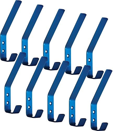 SOTECH 10 x Kleiderhaken Loxten 142 x 20 x 45 mm blau, Garderobenhaken aus echt Edelstahl, Wandhaken mit 3 mm Materialstärke, Jackenhaken mit abgerundeten Kanten