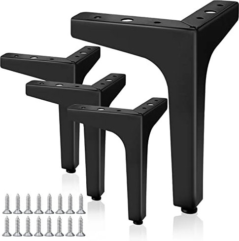 GothicBride 4 Pcs Pied de Meuble Noir 17 cm Pieds de Meuble Triangulaires en Métal, Pied Meuble pour Armoire, Pied Table Basse, Table de Chevet(17 cm)