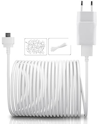 Itramax Charger Cable with Wall Adapter for Blink Mini Cameras, 6m, White, Waterproof, USB Type A, 5V/1A, Minimalist Style