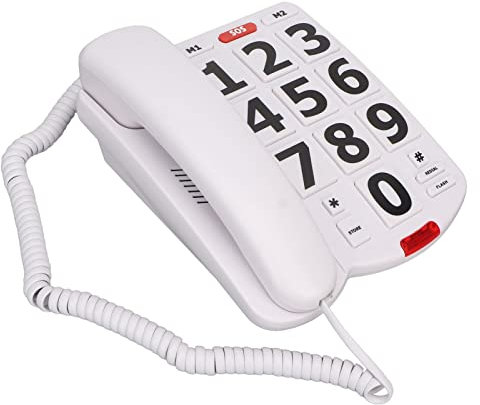 Téléphone à Grosses Touches pour Personnes âgées, Téléphone Fixe Filaire, Numérotation Abrégée, Grosses Touches, Volume élevé pour Malentendants et Malvoyants