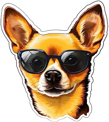 Samunshi Chihuahua mit Sonnenbrille Aufkleber Autoaufkleber für Motorrad Fahrrad Roller oder Auto Sticker Fahrrad MTB Mountainbike Rennrad Hund Dog (9x10cm Chihuahua mit Sonnenbrille)