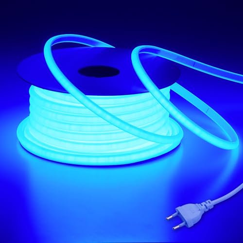 BENLUN Striscia LED COB 220V Esterno Impermeabile 20 metri, Blu Alta Luminosità 200W 288LEDs/M Strisce LED IP65, Strip LED per Commerciale, Camera da letto