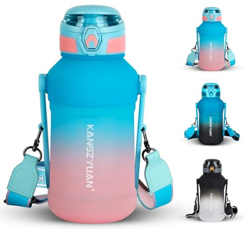 Bouteille d'eau de sport de 2000 ml, dégradé bleu/rose