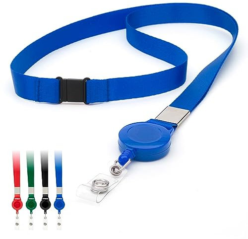 Blau 10 Stück Retractable Schlüsselbander mit Sicherheitsverschluss Für Büro Mitarbeiter Besucher ID Ausweishalter Namensschilder Jojo Einziehbarer Lanyards Einfarbig Flach Umhängebänder