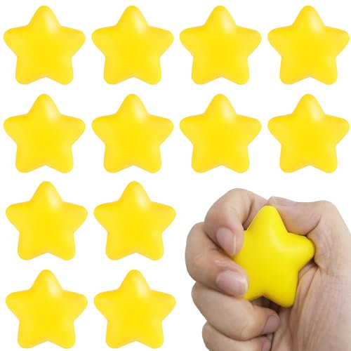 12 Stück Stern Stress Bälle,Stressbälle,Stressball,Antistressball,Kneten Stress Relief Emotionale Squeeze Ball,Mini Stressabbau Bälle Spielzeug für Kinder und Erwachsene,Party Geburtstag