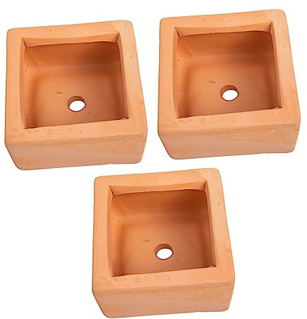 Milisten 3 Piezas Macetero Cuadrado De Terracota Macetas De Barro Bandejas De Plantas Maceta De Bonsai Maceta para Plantas Suculentas Macetero De Cerámica Escritorio Pequeña Olla De Barro