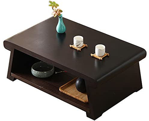Couchtische, Vintage-Stil, Fensterbank, niedriger Tisch, Massivholz, Erkerfenster, Tisch, Tatami, Balkon, rechteckig, Zen (braun, 60 x 40 x 30 cm)