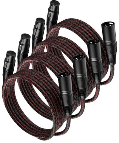 VANDESAIL XLR Cables 6 FT 4 Pack, XLR Microphone Cable 3-Pin Male to Female Balanced Mic Cable XLR to XLR Speaker Heavy Duty Mic Patch Cords for Microphones, Mixer, XLR Speaker Systems etc