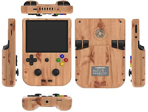 SXMA RG405V Retro Handheld Game Console Unisoc Tiger T618 Android 12 System 4Inch IPS Touch Screen Support 5G WiFi Bluetooth 5.0 128G TF Card 3172 Games 5500mAh Battery (Wood)