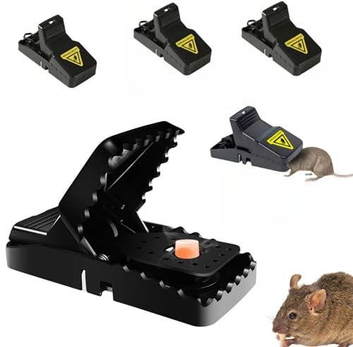 Trampas para Ratones,4 Pcs Mata Ratas Potente, Trampa Ratones Reutilizable,Trampas para Ratas Grandes Trampa Ratas Alta Sensibilidad, Trampa para Ratones para Ratones/Ratas.