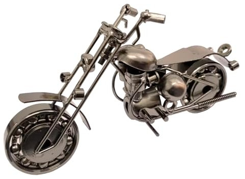 Junge Wolf Metall Motorrad Fahrrad Retro Vintage Ton Handmade Metall Modell Chainwheel Ornament Kunst Skulpturen Sammelgeschenk (Bronze)