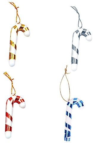 PRETYZOOM 4 Stück Weihnachtszuckerstange Baumschmuck aus Zuckerstangen Glas-Zuckerstangen-Ornamente krücken Christbaumschmuck Weihnachtsbaum-Anhänger Weihnachtsschmuck Stock