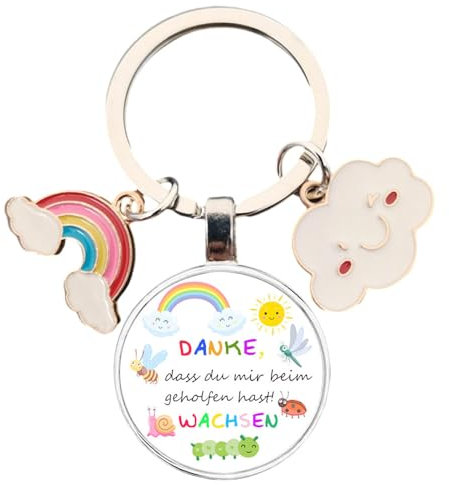 Danke, Dass du mir beim Wachsen Geholfen Hast! Schlüsselanhänger mit Regenbögen und Wolken Anhänger Abschiedsgeschenk Erzieherin,Tante,Tagesmütter Muttertag Geschenk