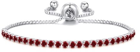 Philip Jones Dark Red Tennis Friendship Bracelet Created with Zircondia® Crystals