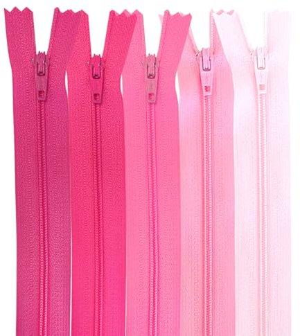 MARARDI [Packung 5] Reißverschlüssen [Rosen] Nylon [30 cm] Nähen und Basteln zum Kleidung Taschen Stoff für Nähmaschine Patchwork Plastik Baumwolle Zipper mit Metallreißverschluss