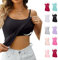BH Hemden Damen Baumwolle Tanktop Mit Integriertem BH Shirt Ärmelloses Sportshirt Unterhemden Spaghettiträger Schwarz