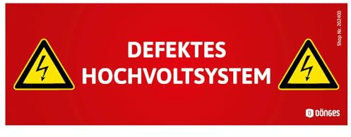 Dönges Magnetschild für HV-Systeme DEFEKTES HOCHVOLTSYSTEM (Magnetic), bietet klare Warnhinweise bei defektem Hochvoltsystem, witterungsbeständig für den Außeneinsatz