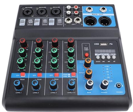 5-Kanal-DJ-Mixer mit -Wiedergabe, 100-240-V-Delay-Effekt-Soundboard-Konsole für Bühnenauftritte und Musikproduktion (-1312240003011)