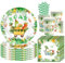 68 Pièce Vaisselle Anniversaire Dino, Assortiments Dinosaure Vaisselle de Fete, Enfant Decoration Anniversaire Assiette Tasse Serviette