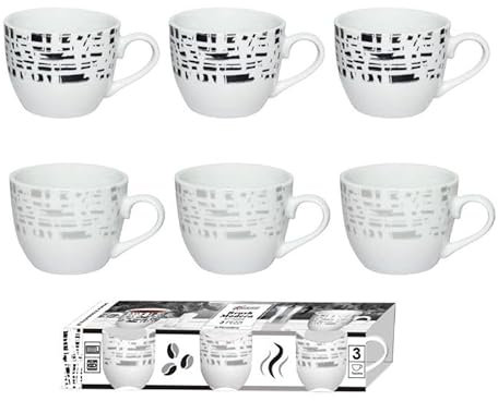 KASAVIVA Set 3 Tazzine Tazze Caffè in Ceramica Senza Piattini Brusch Modern 2 Colori