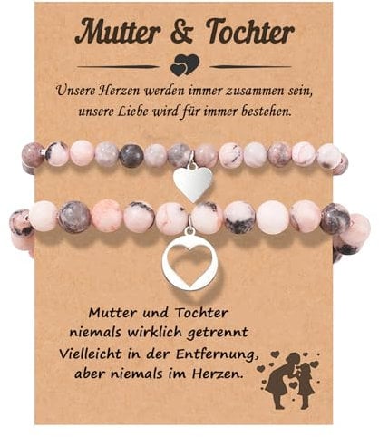 Presentimental Mutter Tochter Armband Freundschaftsarmband Schulkind Armband für Mama Tochter Mädchen Schmuck Muttertagsgeschenk (Herz)