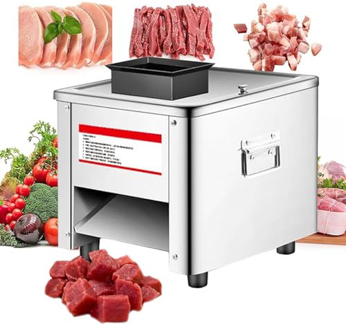850W Meat Cutter Machine, 2.5mm-20mm Electric Meat Slicer Shredded Dicing Machine Vegetables Slicer 330lb/h for Boneless Pork Chicken Fish for Family and Commercial Use,3.5mm