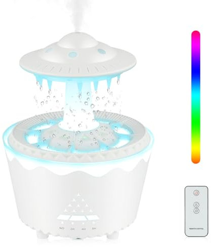 Rain Cloud Humidifier, Night Light Diffuser with Remote Waterfall, Cloud Rain Aromatherapy Essential Oil Diffuser, White Noise Air Humidifiers with 7 Colors LED Changing Lamp for Bedroom Desk