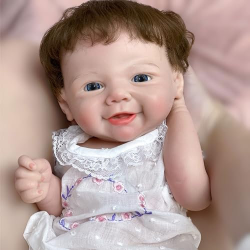 Gileutay 45cm Flexible Vollsilikon Reborn Puppe Mit Verwurzelten Haaren Lebensechte Mädchen Reborn Baby Puppen Die Aussehen Echte Neugeborene Babys Handgemachte e Für Kleinkinder