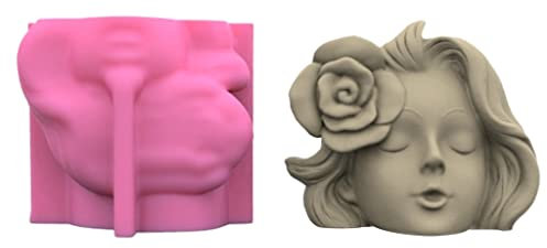 Molde de silicona 3D para macetas, diseño de rosas y flores, para decoración de plantas suculentas