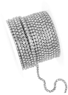 10 yardas de 2,5 mm de cinta de diamantes de imitación para coser, cinta de lentejuelas para manualidades, bisutería, costura, bricolaje, decoración de bodas (plata)