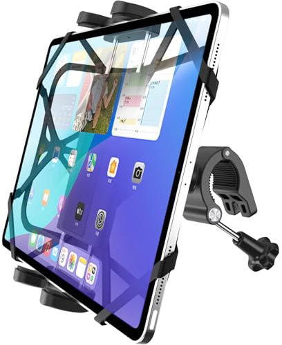 Wukanleng Soporte para tablet de motocicleta para manillar de 3/4-11/4, antivibración, soporte para tablet de bicicleta, apto para dispositivos de 4 a 11 pulgadas