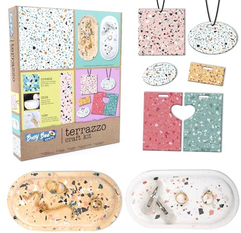 abeec Terrazzo Craft Kit for Complete Beginner-Friendly Set for Creating One Tray or Jewellery Piece – Includes Moulds, Dyes, Plaster, Tools, and Instructions for Creative Fun
