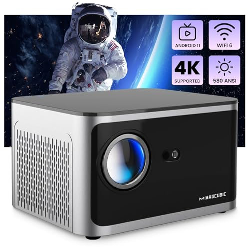 Magcubic Smart Mini Projector - Portable Projector for TV STICK/GAMING/IOS 1080P Full HD Quality, Automatic Focus, Voice Control, Built-in Speaker