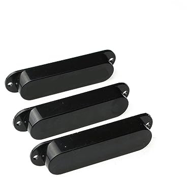 Cache-micro 3 Pièces Fermé en Plastique Noir de Guitare Électrique | Couvercles Solides pour Simple Bobinage, Remplacement Adapté aux Micros, Lot de Trois, Finition Noire