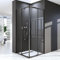 Duschkabine 100x100cm Schwarz Duschabtrennung Eckeinstieg Doppel Schiebetür Dusche Duschwand 6mm ESG Glas Höhe 185cm Duschtür