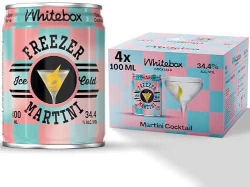 WHITEBOX COCKTAILS Ready to Drink Freezer Martini, 4 x 100ml Cans | Single Serve, Full Strength, Classic Cocktails, Pre-Mixed, By World-Class Bartenders, Great for Day Trips, Parties & Gifting