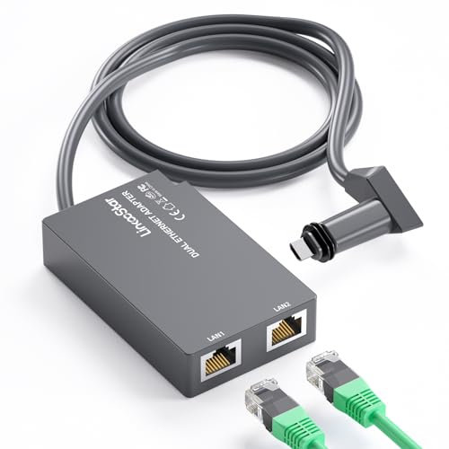 Adaptador Ethernet Ethernet de for StarLink de Linkoostar Multi Ports para Gen 2, For StarLink a RJ45 Conexión de Red rápida y Estable 1 a 2 [2 Dispositivos Red simultáneamente] - hasta 1 GBP