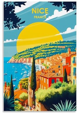 ouweri Nizza Frankreich Vintage-Reiseposter auf Leinwand, Wandkunst, Bild, Drucke, hängende Foto-Idee, Dekoration, Heimkunstwerke, 40 x 60 cm